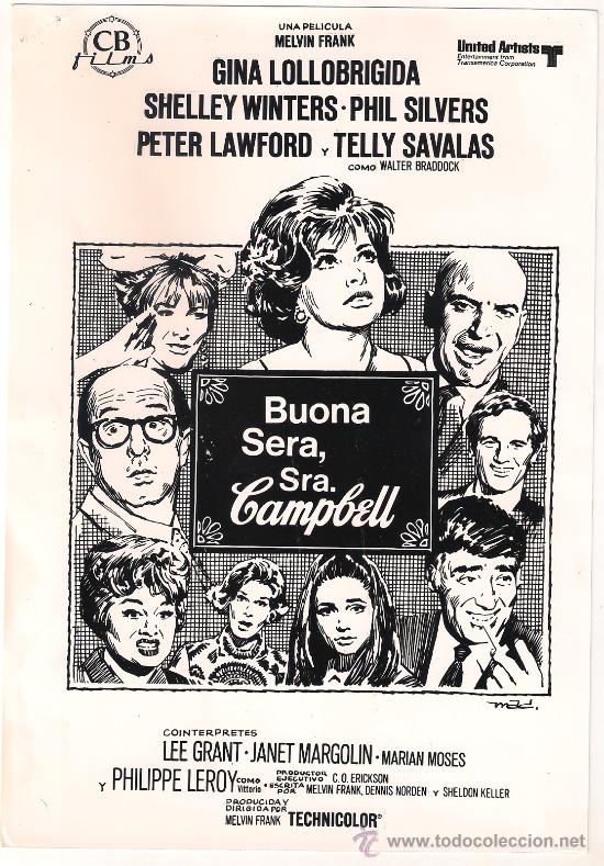 Kino: F8522 BUONA SERA SRA CAMPBELL GINA LOLLOBRIGIDA MAC FOTO B/N ORIGINAL ESPA&Ntilde;OLA