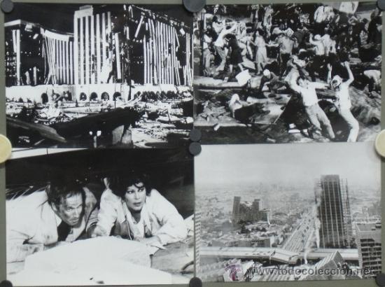 Cine: F8782 TERREMOTO CHARLTON HESTON AVA GARDNER 4 FOTOS B/N ORIGINALES ESPA&Ntilde;OLAS