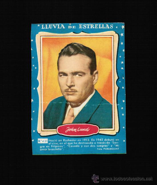 Cine: LLUVIA DE ESTRELLAS N&ordm; 431 - JOHN LUND - CONTRAPORTADAS BOLSILIBROS