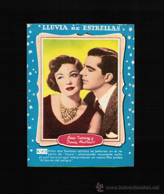 Cine: LLUVIA DE ESTRELLAS N&ordm; 415 - GENE TIERNEY Y DANA ANDREWS - CONTRAPORTADAS BOLSILIBROS