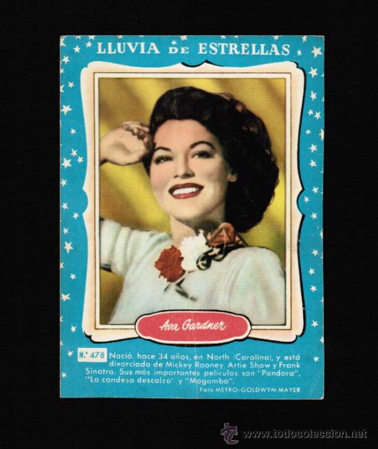 Cine: LLUVIA DE ESTRELLAS N&ordm; 478 - AVA GARDNER - CONTRAPORTADAS BOLSILIBROS