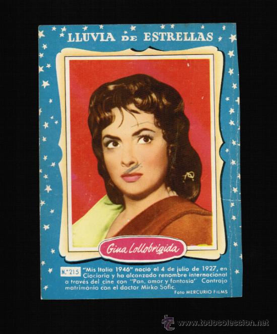 Cine: LLUVIA DE ESTRELLAS N&ordm; 215 - GINA LOLLOBRIGIDA - BRUGUERA - CONTRAPORTADAS BOLSILIBROS