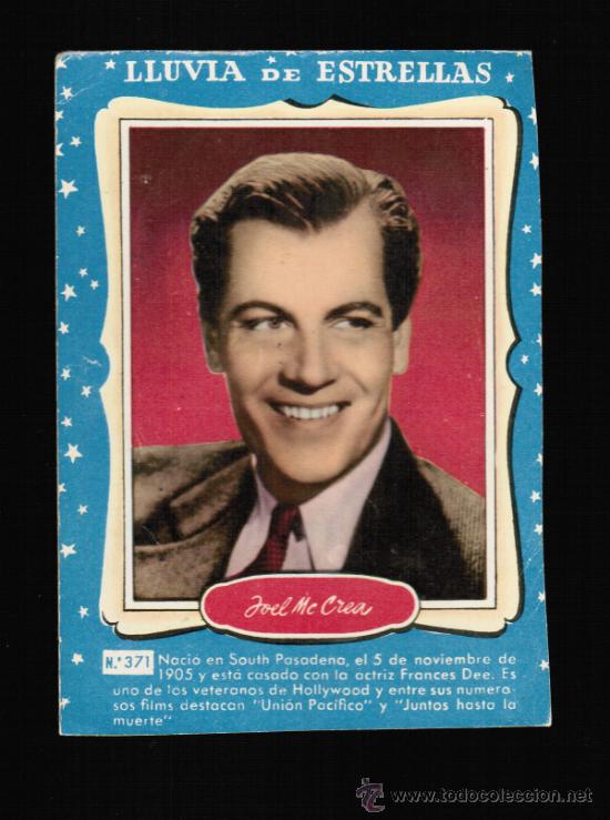 Cine: LLUVIA DE ESTRELLAS N&ordm; 371 - JOEL MCCREA - BRUGUERA - CONTRAPORTADAS BOLSILIBROS