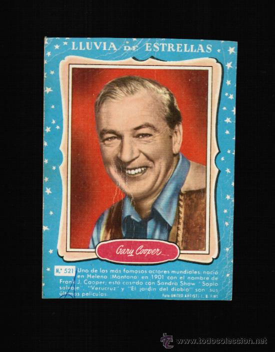 Cine: LLUVIA DE ESTRELLAS N&ordm; 521 - GARY COOPER - BRUGUERA - CONTRAPORTADAS BOLSILIBROS