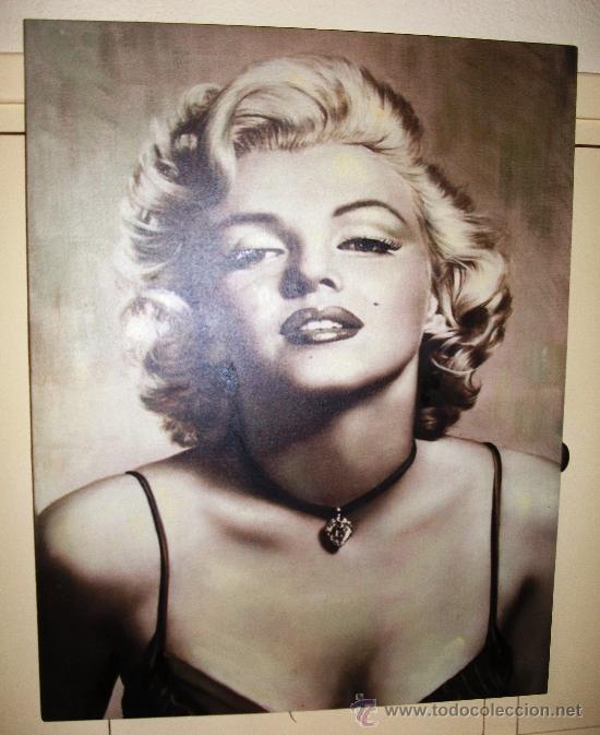 Cine: FOTO SOBRE TELA DE MARILYN MONROE MD.71X56X3,5CM. MARCO DE MADERA