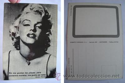 Cine: Antigua Postal : MARILYN MONROE. Roberto Pursnani P 20. 1981