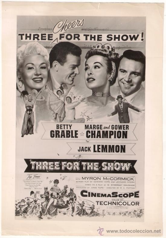 Cinema: F8996 THREE FOR THE SHOW BETTY GRABLE JACK LEMMON FOTO ORIGINAL B/N AMERICANA