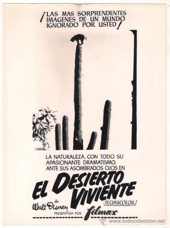 Cinema: F9031 EL DESIERTO VIVIENTE WALT DISNEY FOTO ORIGINAL B/N ESPA&Ntilde;OLA