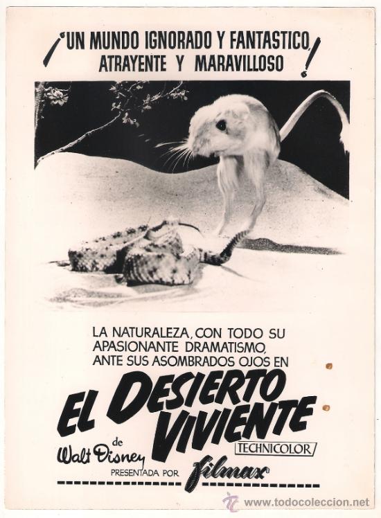 Cinema: F9033 EL DESIERTO VIVIENTE WALT DISNEY FOTO ORIGINAL B/N ESPA&Ntilde;OLA