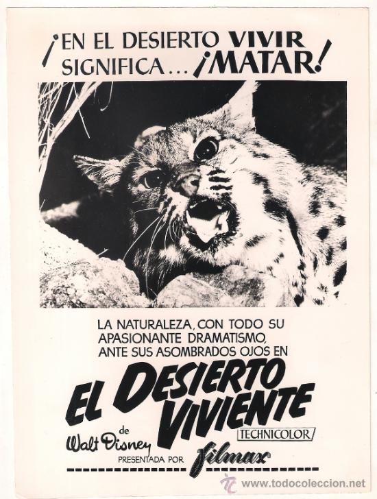 Cinema: F9034 EL DESIERTO VIVIENTE WALT DISNEY FOTO ORIGINAL B/N ESPA&Ntilde;OLA