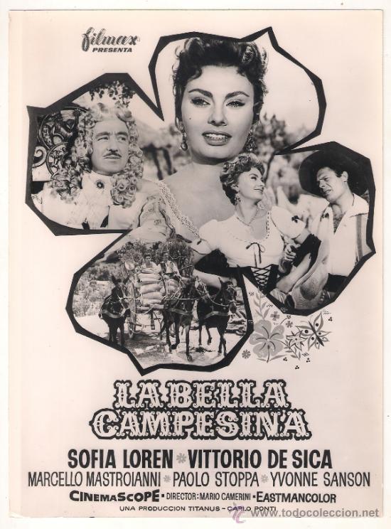 Cine: F9037 LA BELLA CAMPESINA SOFIA LOREN VITTORIO DE SICA FOTO ORIGINAL B/N ESPA&Ntilde;OLA