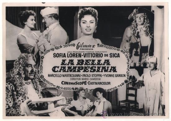 Cine: F9038 LA BELLA CAMPESINA SOFIA LOREN VITTORIO DE SICA FOTO ORIGINAL B/N ESPA&Ntilde;OLA