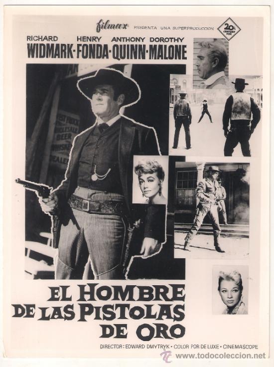 Cinema: F9046 EL HOMBRE DE LAS PISTOLAS DE ORO RICHARD WIDMARK HENRY FONDA  FOTO ORIGINAL B/N ESPA&Ntilde;OLA