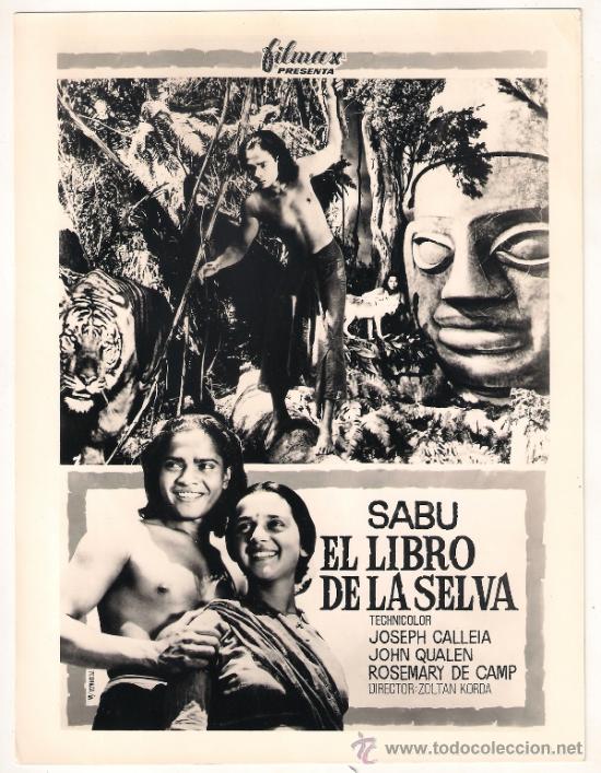 Cine: F28634D EL LIBRO DE LA SELVA SABU ALEXANDER KORDA FOTO ORIGINAL B/N ESPA&Ntilde;OLA
