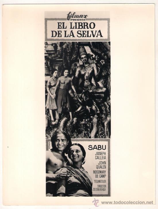 Cine: F9058 EL LIBRO DE LA SELVA SABU ALEXANDER KORDA FOTO ORIGINAL B/N ESPA&Ntilde;OLA