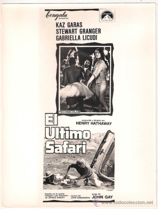 Cinema: F9060 EL ULTIMO SAFARI STEWART GRANGER FOTO ORIGINAL B/N ESPA&Ntilde;OLA