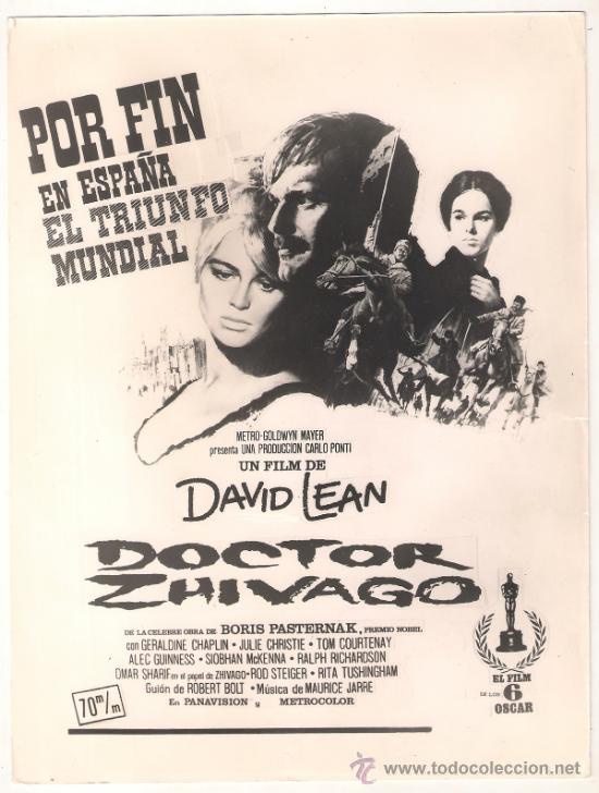 Cine: F9128 DOCTOR ZHIVAGO DAVID LEAN OMAR SHARIF JULIE CHRISTIE FOTO ORIGINAL B/N ESPA&Ntilde;OLA