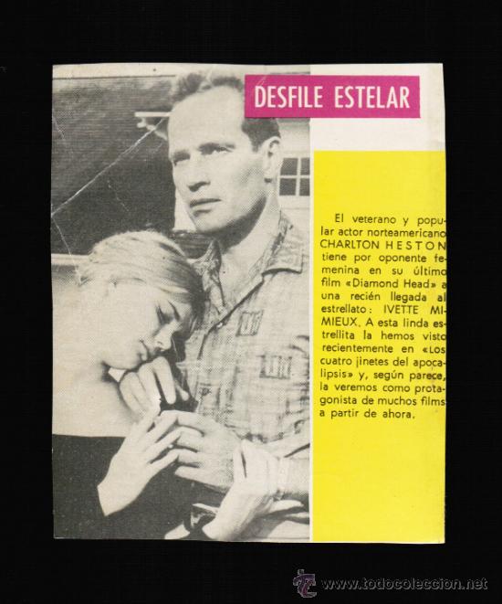 Cine: FOTO CHARLTON HESTON Y IVETTE MIMIEUX - CONTRAPORTADA BOLSILIBRO