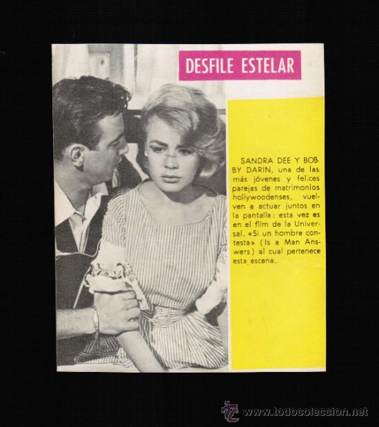 Cine: FOTO SANDRA DEE Y BOB DARIN - CONTRAPORTADA BOLSILIBRO