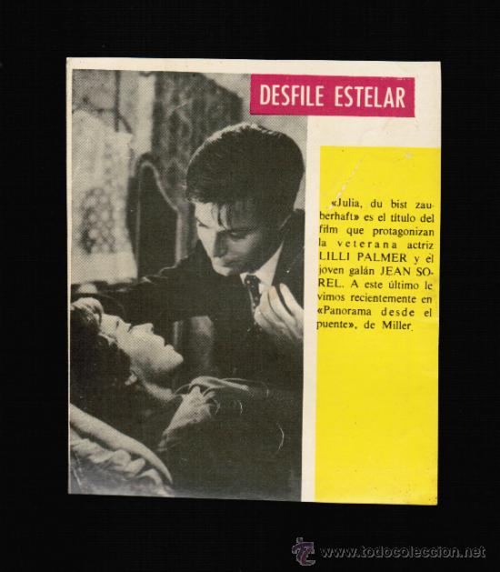Cine: FOTO LILLI PALMER Y JEAN SOREL - CONTRAPORTADA BOLSILIBRO