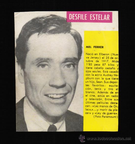 Cine: FOTO MEL FERRER - CONTRAPORTADA BOLSILIBRO