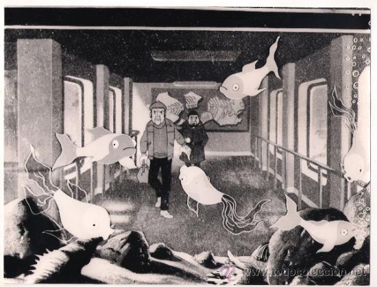 Cine: F9526 TINTIN EN EL LAGO DE LOS TIBURONES FOTO ORIGINAL B/N ESPA&Ntilde;OLA
