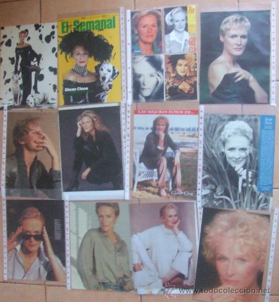 Kino: GLENN CLOSE, LOTE DE 37 P&Aacute;GINAS DE RECORTES DE PRENSA EN FUNDAS DE PL&Aacute;STICO