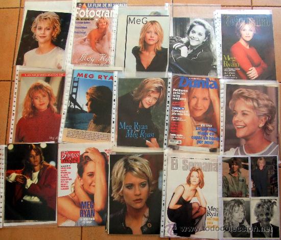 Cine: MEG RYAN, LOTE DE 80 PAGINAS DE RECORTES DE PRENSA EN FUNDAS DE PLASTICO