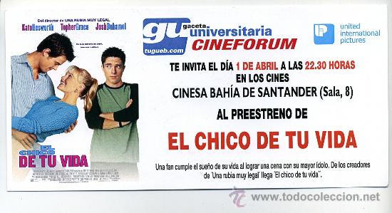 Cine: EL CHICO DE TU VIDA, con Josh Duhamel. 10 x 22 cms.