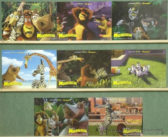 Cinema: QC50 MADAGASCAR DEAMWORKS SET COMPLETO 8 FOTOCROMOS ORIGINAL ESTRENO
