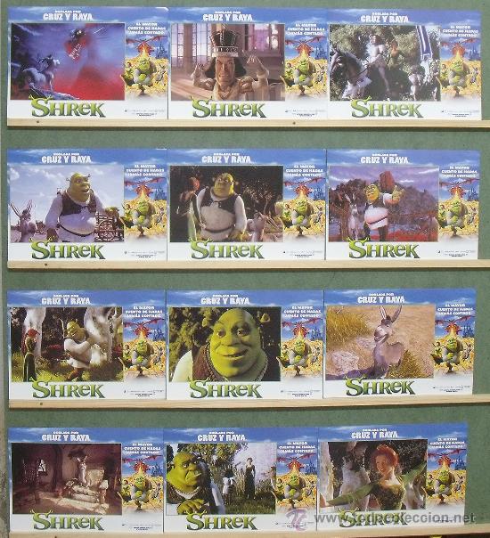 Cine: 3PT29 SHREK DREAMWORKS ANDREW ADAMSON SET COMPLETO 12 FOTOCROMOS ORIGINAL ESTRENO