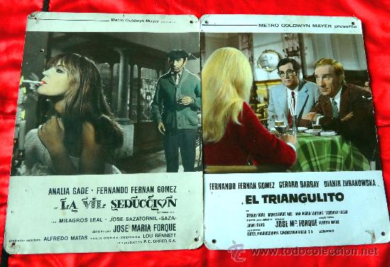 Cine: LA VIL SEDUCCION Y EL TRIANGULITO (3 FOTOCROMOS ORIGINALES DE CARTON) ANALIA GADE FERNANDO F.GOMEZ