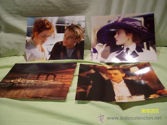 Cine: 4 CUATRO FOTOS GIGANTES DE LA PELICULA TITANIC 25,5 X 20 CM LEONARDO DICAPRIO Y KATE WINSLET