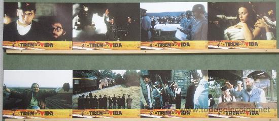 Cinema: PZ59 EL TREN DE LA VIDA RADU MIHAILEANU SET COMPLETO DE 8 FOTOCROMOS ORIGINAL ESTRENO
