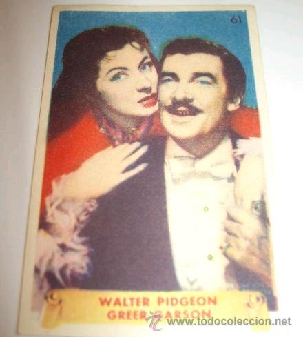 Cine: CROMO N&ordm; 61 ** WALTER PIDGEON Y GREER GARSON **