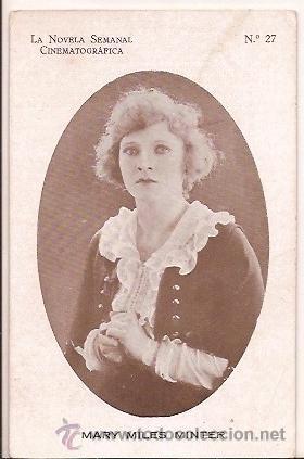 Cine: ANTIGUA TARJETA N&ordm; 27 LA NOVELA SEMANAL CINEMATOGRAFICA MARY MILES MINTER