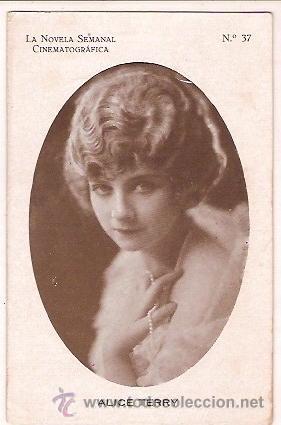 Cine: ANTIGUA TARJETA N&ordm; 37 LA NOVELA CINEMATOGRAFICA ALICE TERRY