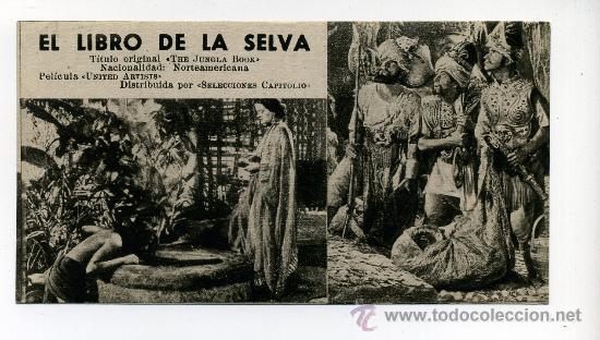 Cine: EL LIBRO DE LA SELVA, con Sab&uacute;. FICHA N&ordm;261.