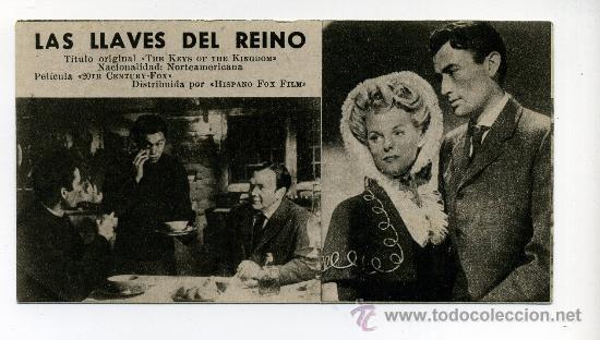 Cine: LAS LLAVES DEL REINO, con Gregory Peck. FICHA N&ordm;101.