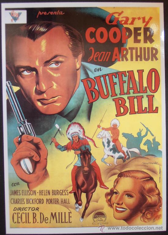 Cine: POSTAL SERIE SPANISH POSTERS 15X10,5 CM N&ordm; 8, BUFFALO BILL,GARY COOPER,JEAN ARTHUR