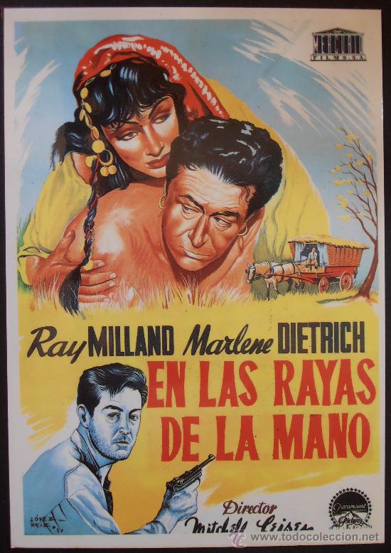 Cine: POSTAL SERIE SPANISH POSTERS 15X10,5 CM N&ordm; 22, EN LAS RAYAS DE LA MANO,MARLENE DIETRICH,RAY MILLAND
