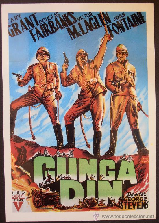 Cine: POSTAL SERIE SPANISH POSTERS 15X10,5 CM N&ordm; 33, GUNGA DIN,CARY GRANT,JOAN FONTAINE