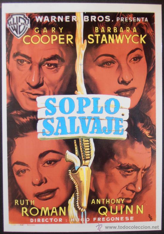 Cine: POSTAL SERIE SPANISH POSTERS 15X10,5 CM N&ordm; 70, SOPLO SALVAJE,GARY COOPER,BARBARA STANWYCK