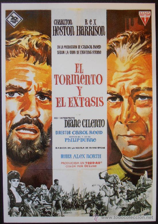 Cine: POSTAL SERIE SPANISH POSTERS 15X10,5 CM N&ordm; 166,EL TORMENTO Y EL EXTASIS,CHARLTON HESTON,REX HARRISON