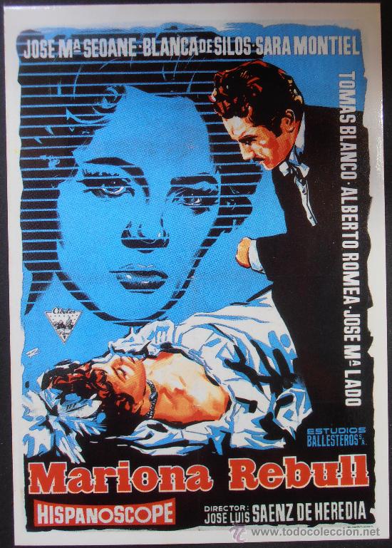 Kino: POSTAL SERIE SPANISH POSTERS 15X10,5 CM N&ordm; 218, MARIONA REBULL,JOSE M.SEAONE,SARA MONTIEL