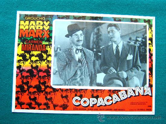Cine: COPACABANA-HERMANOS MARX-GROUCHO-CARMEN MIRANDA-24x34 CM-ILUSTRA POR ENRIQUE HERREROS JANO-197?.