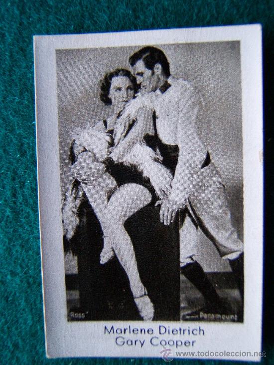 Cine: MARLENE DIETRICH - GARY COOPER - N&ordm; 132 -JOSETTI - 6X4 CM.- REVERSO EN ALEMAN -1920/30 ?