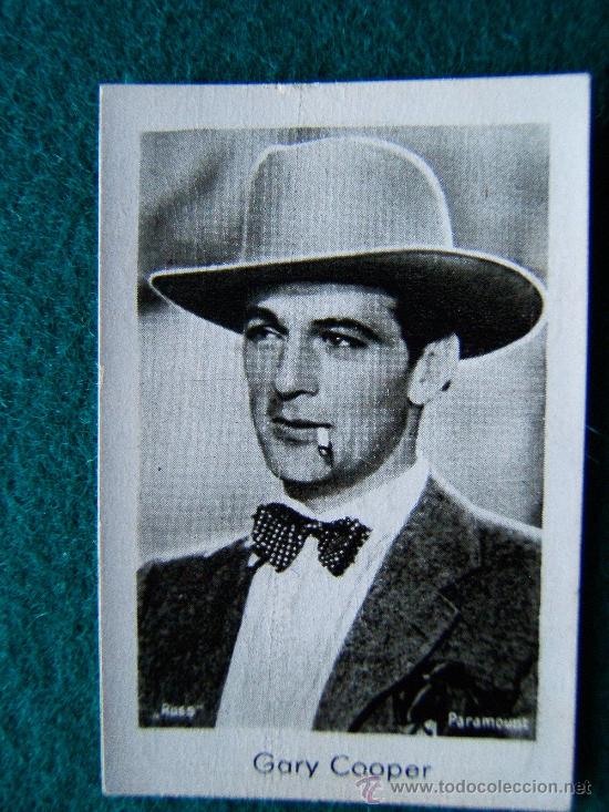 Cine: GARY COOPER - N&ordm; 204 -JOSETTI - 6X4 CM.- REVERSO EN ALEMAN -1920/30 ?