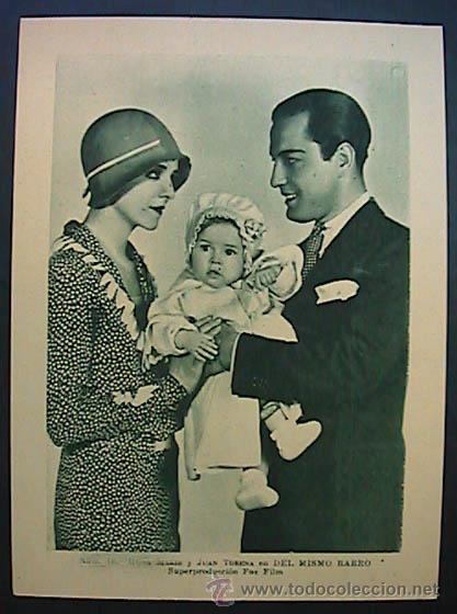 Kino: ESTAMPAS DEL CINEMA N&ordm; 2, 20X14,5 CM AP,1931,DEL MISMO BARRO,MONA MARIS Y J. TORENA,VER REVERSO (L1)