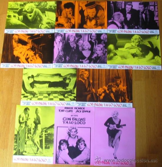 Cine: Con faldas y a lo loco - 11 fotocromos originales - Marilyn Monroe - Tony Curtis - Jack Lemmon